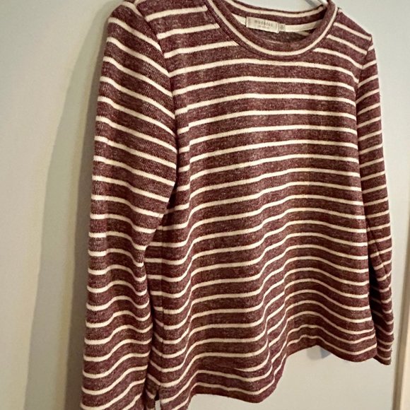 Dark-Purple Striped Mododoc Los Angeles Sweatshirt/Casual Sweater, Size XS - Picture 2 of 4
